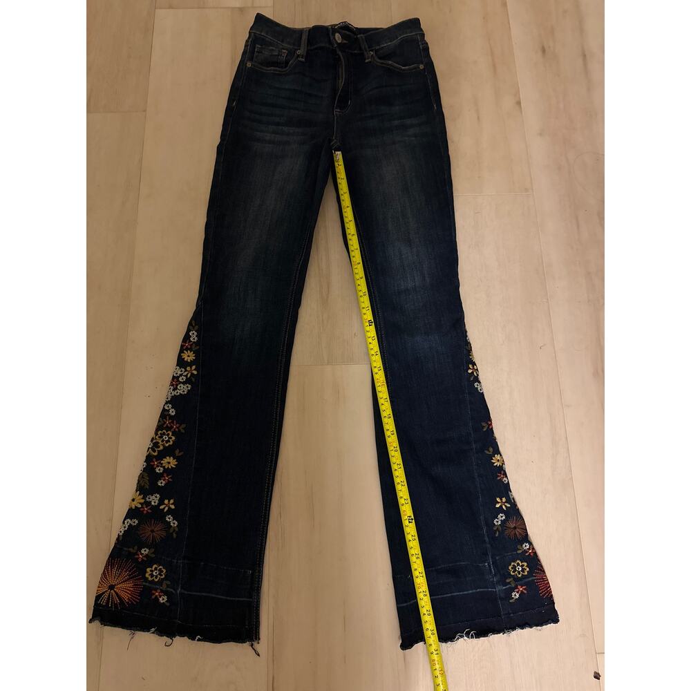 Ashley Mason Jeans 5/27 Flare Denim Floral Embroidered Boho Festival Y2K Retro - Picture 7 of 9